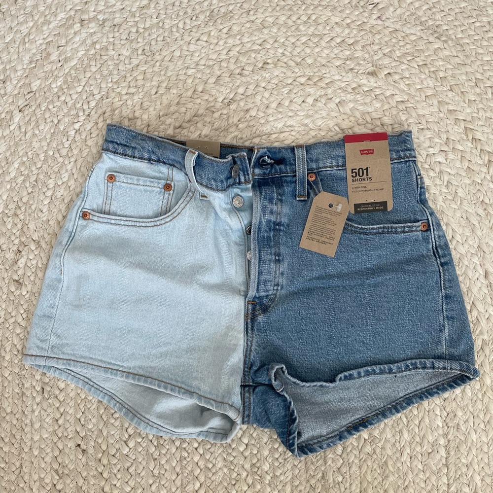 Levi's Women's Blue Two-Tone Jean Shorts